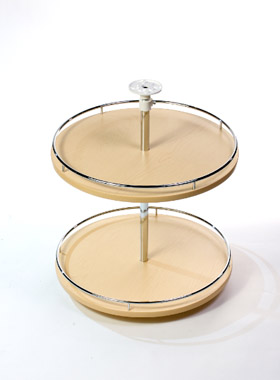 Set of 2 round melamine shelves with chrome wire, 18''